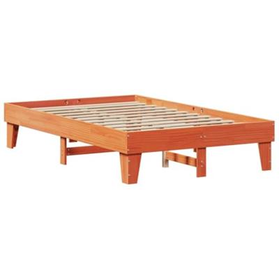 Bedframe zonder matras massief grenenhout wasbruin 120x190 cm
