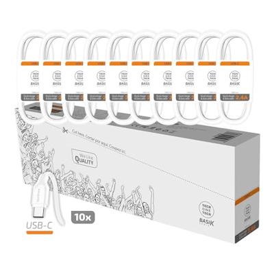 Tech One Tech Basic USB-C naar USB-kabel, 1m, 10 stuks