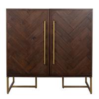 Dutchbone Wijnkast 'Class' Antique Brass, 100 x 100cm, kleur Bruin - thumbnail