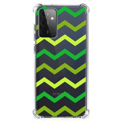 Samsung Galaxy A72 4G/5G Doorzichtige Silicone Hoesje Zigzag Groen Samsung Galaxy A72 4G/5G Doorzichtige Silicone Hoesje Zigzag Groen