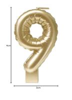 Folie Ballon Kaarsje Cijfer &apos;9&apos; Goud - thumbnail