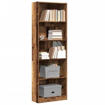 Boekenkast 60x24x176 cm bewerkt hout oud houtkleurig