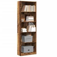 Boekenkast 60x24x176 cm bewerkt hout oud houtkleurig - thumbnail