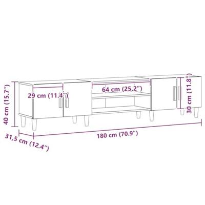 TV-kast Zwart Eiken 180 x 31,5 x 40 cm Bewerkt hout
