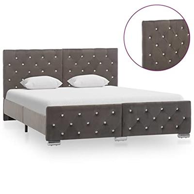 Bedframe fluweel grijs 140x200 cm