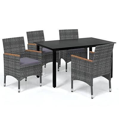 5-delige Tuinset met kussens poly rattan grijs 5-delige Tuinset met kussens poly rattan grijs