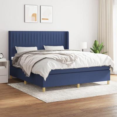 Boxspring met matras stof blauw 160x200 cm
