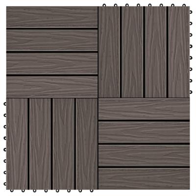 VidaXL Terrastegels diep reliëf 30x30 cm 1 m² hkc donkerbruin 11 st