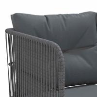 Loungeset met kussens staal en textileen zwart - thumbnail