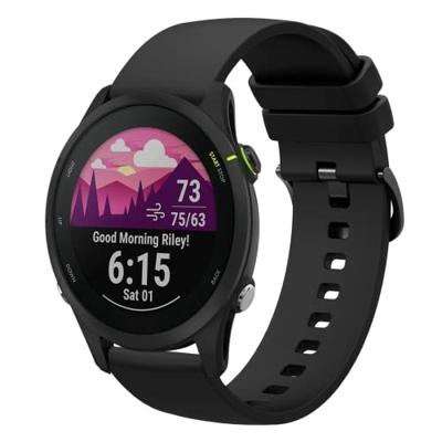 By Qubix - Compatible met Garmin Venu 3s / Vivoactive 4s / Venu 2s / Vivomove 3s / Forerunner 255s - Soft siliconen bandje - Zwart - Compatible Garmin bandje