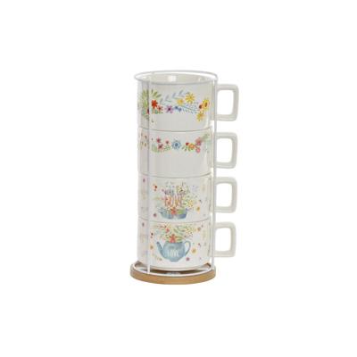 Set van koffiekopjes DKD Home Decor Multicolour Metaal Bamboe Dolomite 260 ml