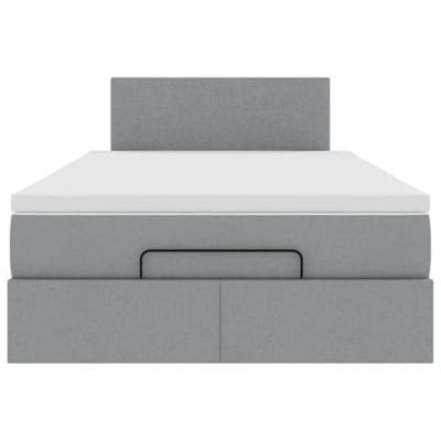 Ottoman bed met matras en LED's 120x200 cm stof lichtgrijs