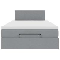 Ottoman bed met matras en LED's 120x200 cm stof lichtgrijs - thumbnail