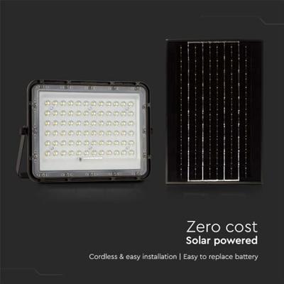 V-TAC VT-120W 7825 LED-schijnwerper, Zonne-energiemodule 15 W Koudwit Zwart