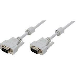 LogiLink VGA-monitorkabel 5m HD DSUB 15-pins (mannelijk/mannelijk, 1-voudige afscherming, ferrietkern) grijs
