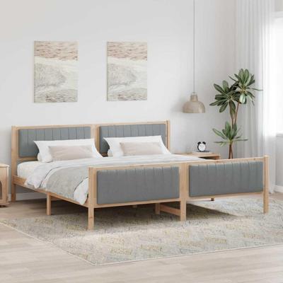 Bedframe Bruin en lichtgrijs 200 x 200 cm Massief grenenhout