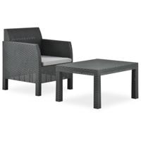 2-delige Loungeset met kussen PP rattan antracietkleurig - thumbnail