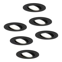 Set van 6 Miro LED inbouwspots - GU10 4 Watt 345 Lumen - 6500K Daglicht wit - Dimbaar - Rond - Kantelbaar - IP20 Voor binnen - Zwart - thumbnail