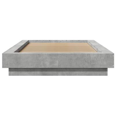 Bedframe met LED-verlichting bewerkt hout betongrijs 90x200 cm