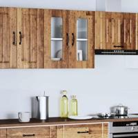 Keukenbovenkast met glazen deur Kalmar bewerkt hout oud houtkleurig - thumbnail