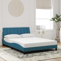 Bed met matras "Hanko" fluweel blauw 140x190 cm - thumbnail