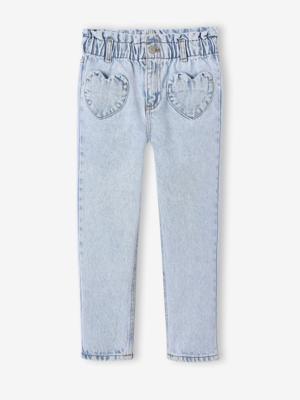 Paperbag jeans meisjes zakken hartjes lichtblauw