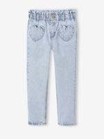 Paperbag jeans meisjes zakken hartjes lichtblauw - thumbnail