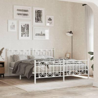 Bedframe met hoofd- en voeteneinde metaal wit 180x200 cm