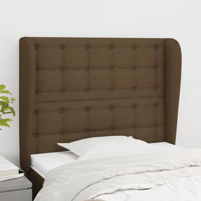 Hoofdbord met randen 83x23x118/128 cm stof donkerbruin