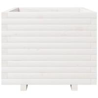 Plantenbak 60x60x49,5 cm massief grenenhout wit - thumbnail