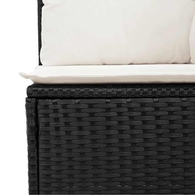 6-delige Loungeset met kussens poly rattan zwart - thumbnail