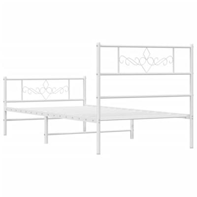 Bedframe met hoofd- en voeteneinde metaal wit 75x190 cm