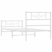Bedframe met hoofd- en voeteneinde metaal wit 75x190 cm - thumbnail