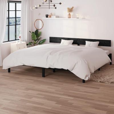 Bedframe massief grenenhout zwart 180x200 cm UK Super King