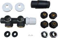 Saqu radiatorkraan middenaansluiting haaks rechts mat zwart - thumbnail