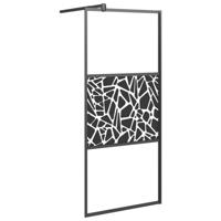 VidaXL Inloopdouchewand met stenenmotief 80x195 cm esg-glas zwart - thumbnail