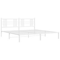 Bedframe met hoofdbord metaal wit 193x203 cm - thumbnail