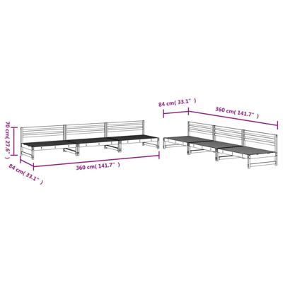 6-delige Loungeset massief grenenhout grijs