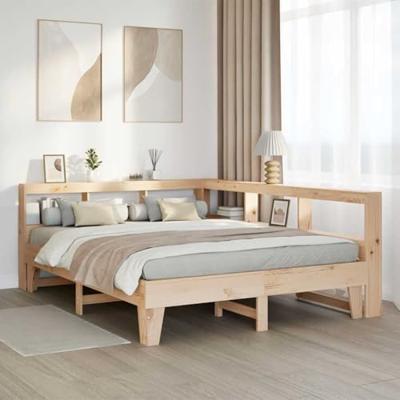 Bed met boekenkast zonder matras massief grenenhout 140x200 cm - thumbnail