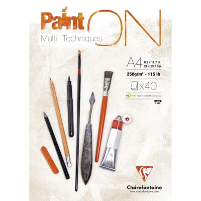 Tekenblok clairefontaine paint on a4 40 vel 250g | 4 stuks