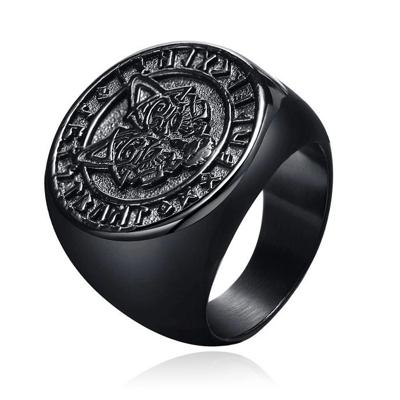 Mendes Nordic Ring - Runic Wolf Black-21mm Mendes Nordic Ring - Runic Wolf Black-21mm