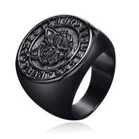 Mendes Nordic Ring - Runic Wolf Black-21mm - thumbnail