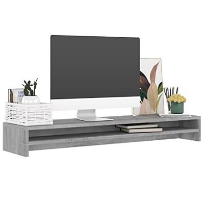 Monitorstandaard 100x24x13 cm bewerkt hout grijs sonoma eiken