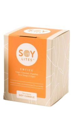 Soylites Soycandle Entice - Ginger, Cinnamon, Grapefruit, Sweet Orange & Pepper Soylites Soycandle Entice - Ginger, Cinnamon, Grapefruit, Sweet Orange & Pepper
