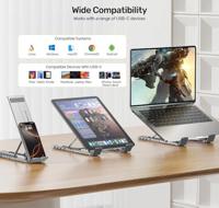 UNITEK VERSTELBARE LAPTOPSTANDER + HUB - thumbnail