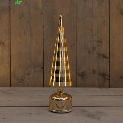 Kerstboompje glas ruit 10led warm wit d10x39 cm goud mat/glans Anna's Collection - Annas collection
