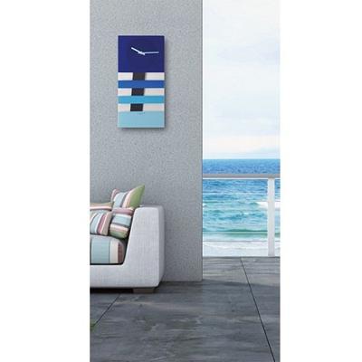 NeXtime klok 2855bl bold stripes, 38x19 cm, wall, blue