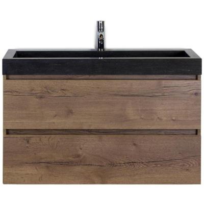 Maxx XL Badmeubelset 100 cm - Tabacco - Wastafel Lucca 1 Kraangat