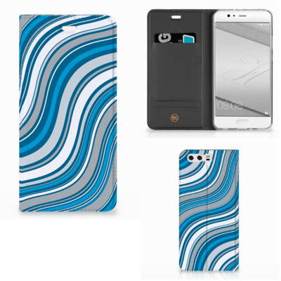 Huawei P10 Plus | Hoesje met Magneet | Waves Blue Huawei P10 Plus | Hoesje met Magneet | Waves Blue