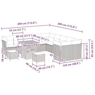 Tuinbankenset 13 pcs Beige poly rattan